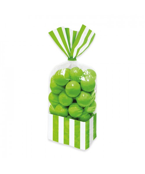 10 SACCHETTINI RETT. STRIPES VERDE 25CM 2