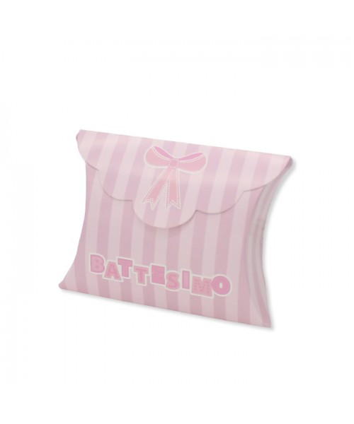 25 SCAT. BUSTA BATTESIMO TEDDY ROSA 10X8X3 CM