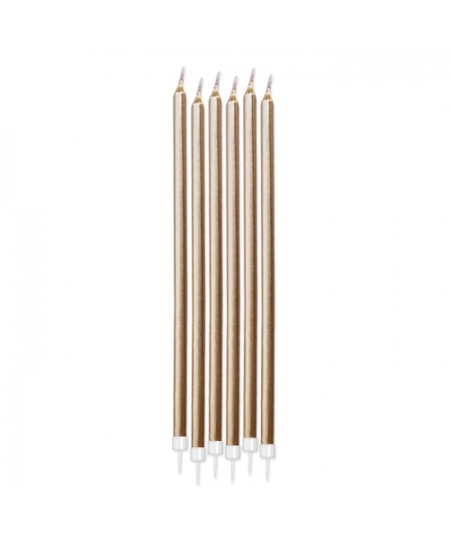 6 Candeline matite metal ORO 15cm+supp.