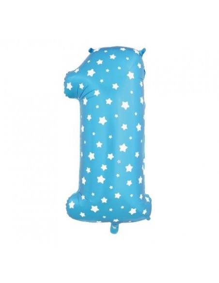 PALLONE MYLAR N. 1 BLU CON STELLE CM100/40"