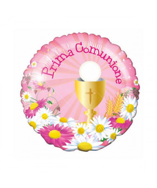 PALLONE MYLAR PRIMA COMUNIONE ROSA 80CM 2