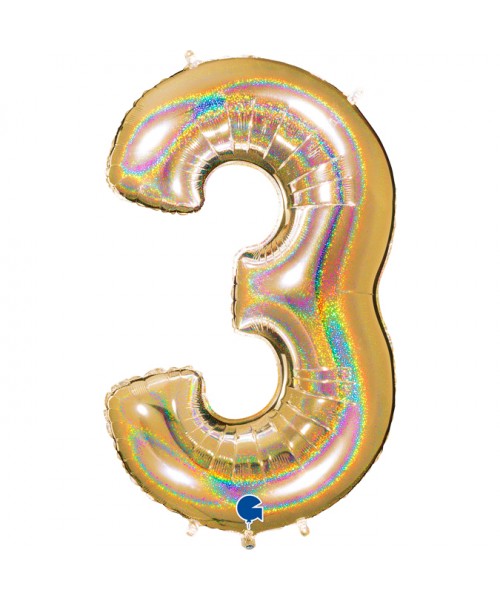 PALLONE N.3 GLITTER GOLD 102CM 2