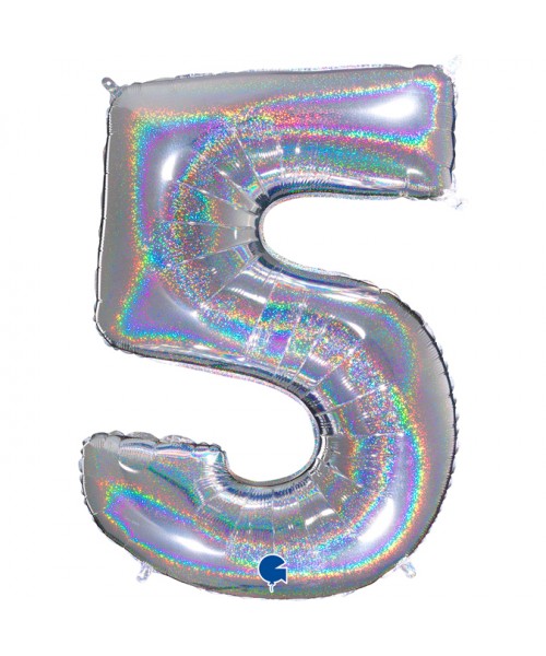 PALLONE N.5 GLITTER SILVER 102CM 2