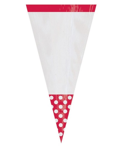 PARTY BAG CONO ROSSO POIS 9X24,7 CM. 10PZ 2