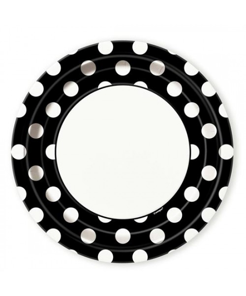 PIATTI CM. 22 NERI POIS BIANCHI PZ. 8 2