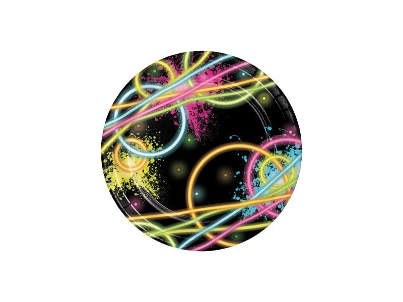PIATTO 18CM GLOW PARTY FLUO 8PZ