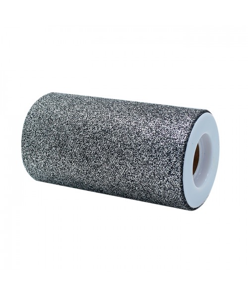 ROTOLO TULLE CM.12,5X25MT PRESTIGE SILVER GLITTER 2