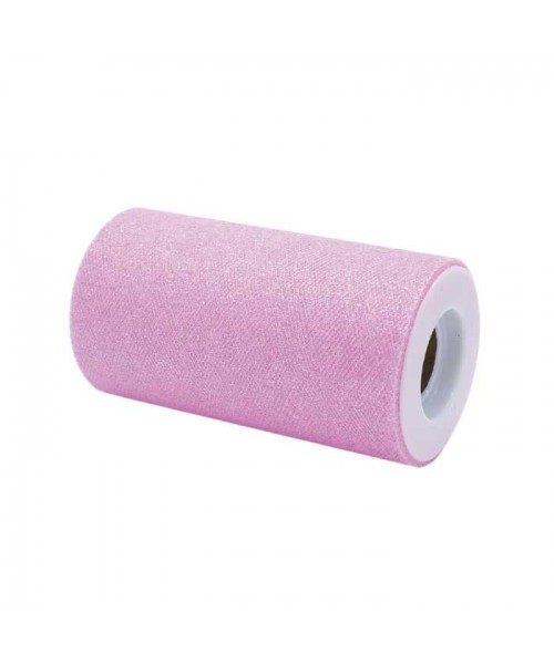 ROTOLO TULLE CM.12,5X25MT ROSA GLITTER 2
