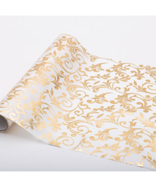 TABLE RUNNER BIANCO DECORO ORO CM28X3MT 2