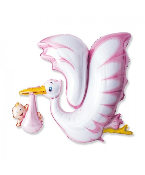 PALLONE MYLAR FORMA CICOGNA ROSA 52''