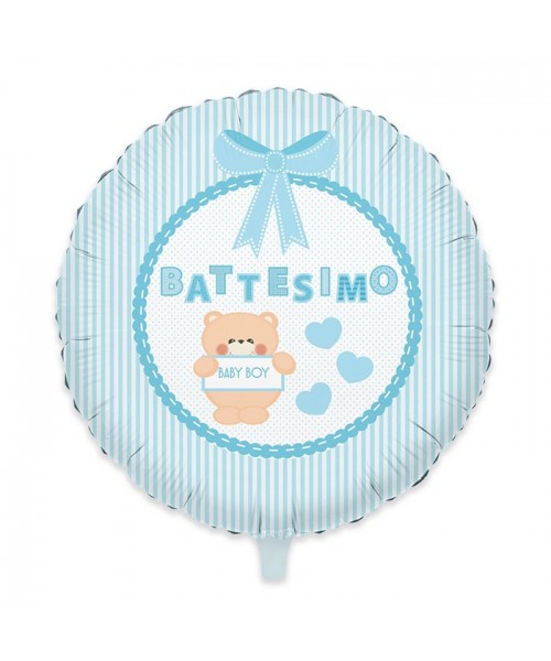PALL.MYLAR 18" 45CM BATTESIMO TEDDY CEL.