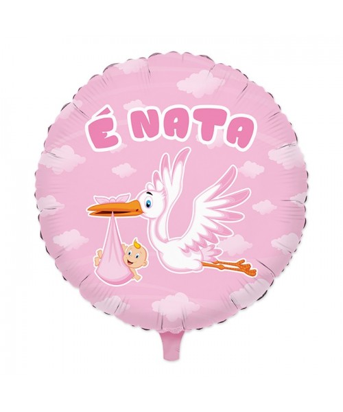 PALL.MYLAR 18" 45CM CICOGNA NUVOLA ROSA