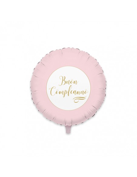 PALLONE MYLAR CM. 45 "BUON COMPLEANNO" ROSA CHIC