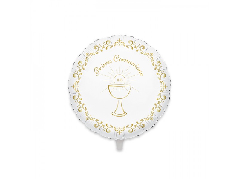 PALLONE MYLAR CM. 45 PRIMA COMUNIONE GOLD METAL