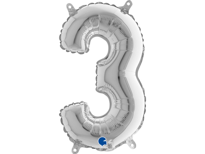 PALLONE MYLAR MEDIO N.3 SILVER CM. 35