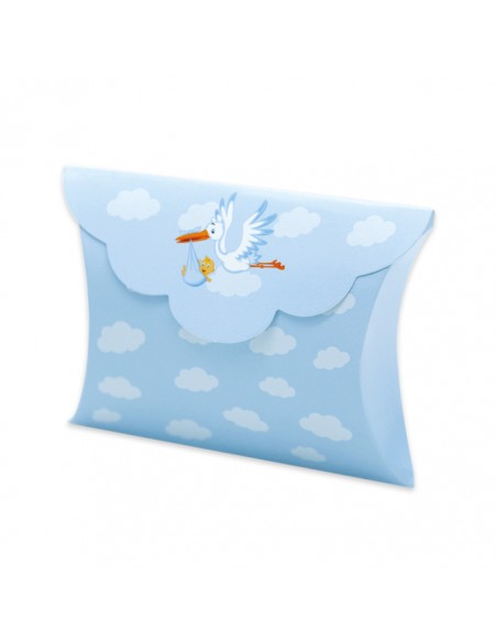 25 SCAT. BUSTA CICOGNA CELESTE CM.10X8X3