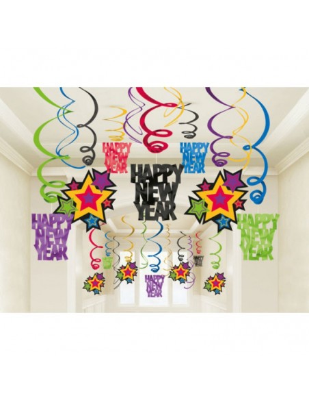 30 SWIRL DECORATION HAPPY N.Y. JEWEL TONE