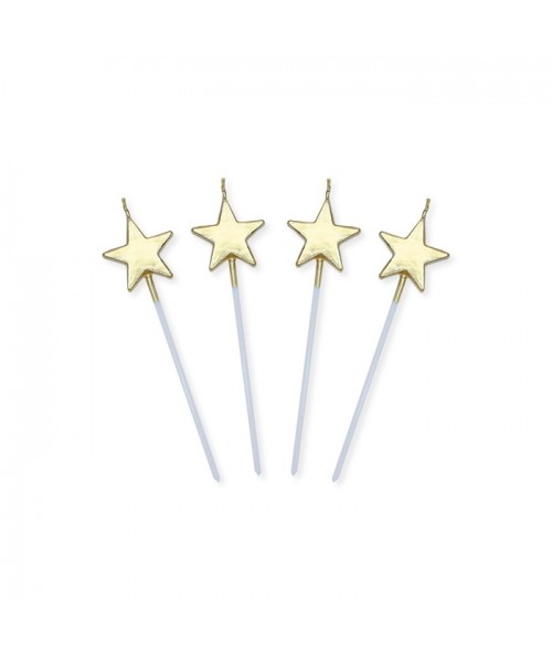 4 CANDELINE PICK STELLE ORO METAL CM.13