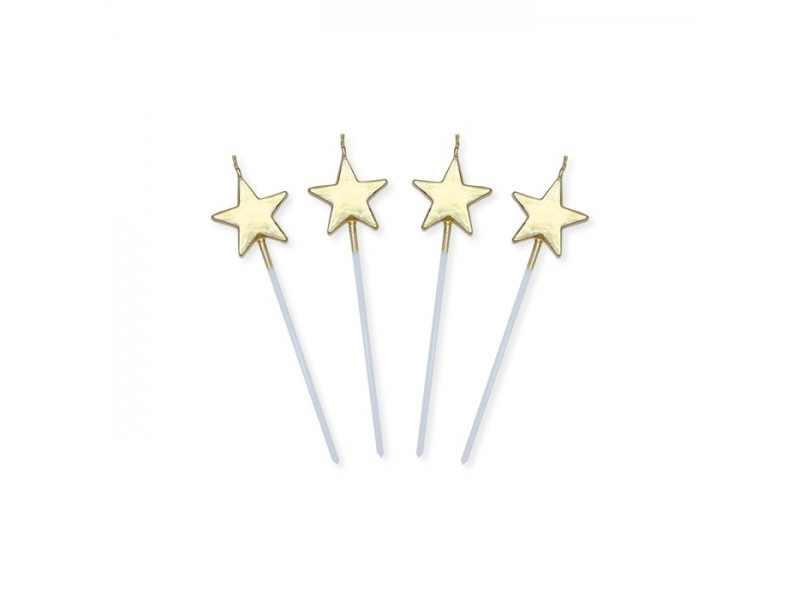 4 CANDELINE PICK STELLE ORO METAL CM.13