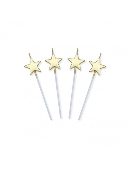 4 CANDELINE PICK STELLE ORO METAL CM.13