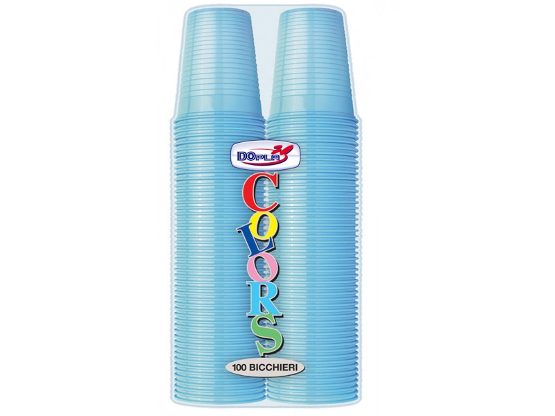 BICCHIERI 200CC CELESTE 100PZ