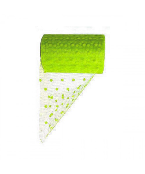 BOBINA TULLE POIS CM 12.5X25MT VERDE ACIDO 2