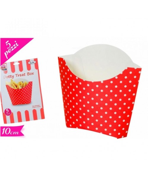 BOX PATATINE 5 PZ ROSSO POIS CM. 10H 2