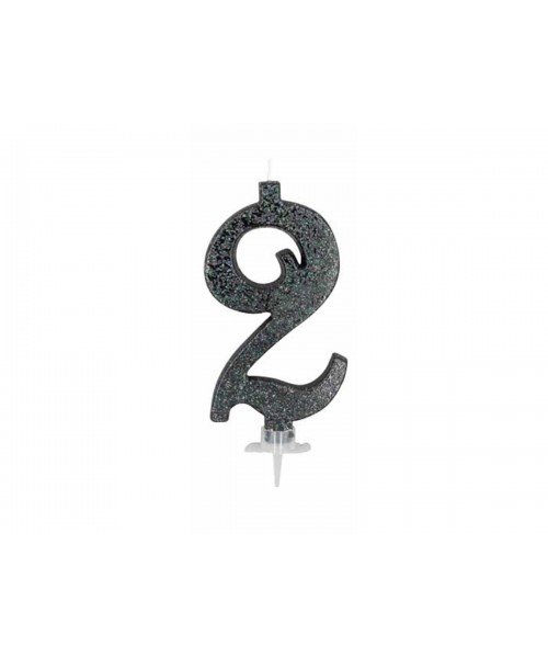 CANDELA GLITTER NERA N°2 CM 12 2