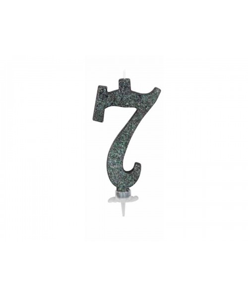 CANDELA GLITTER NERA N°7 12CM 2