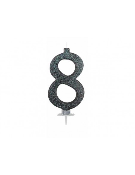 CANDELA GLITTER NERA N°8 12CM