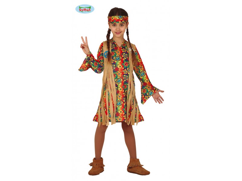 COSTUME BIMBA HIPPIE 7-9 ANNI